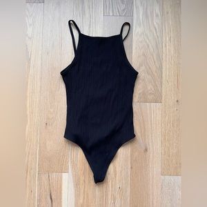 Aritzia Wilfred size small black open back bodysuit.